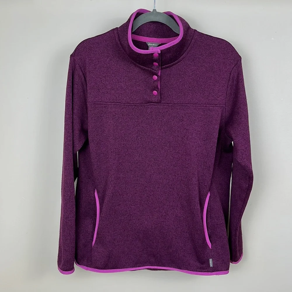 Eddie Bauer Radiator Fleece Snap Mock Neck Sweater - Picture 2 of 9